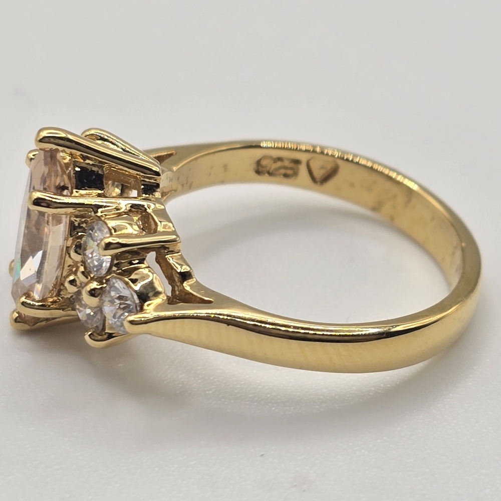 Vintage Marquise Cut Champagne and White Diamond ring Size 5.5 - Picture 3 of 4
